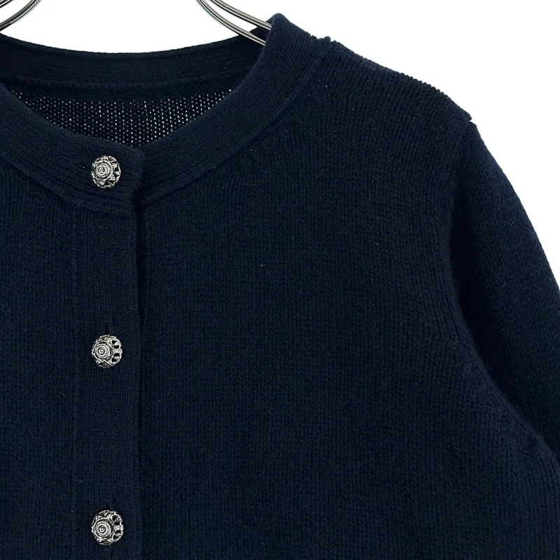 FOXEY / フォクシー | カシミヤ ローズボタン バンドカラー ショートニットカーディガン | 40 | レディース
