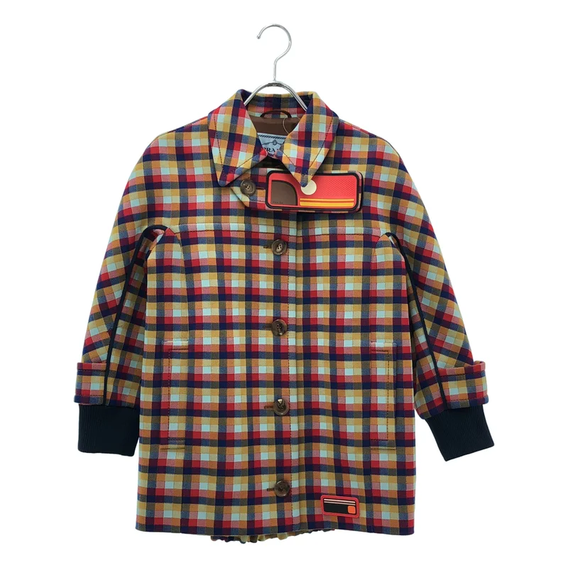 PRADA / プラダ | 2017SS | チェック ラバーロゴ ハーフコート | 38 | レディース