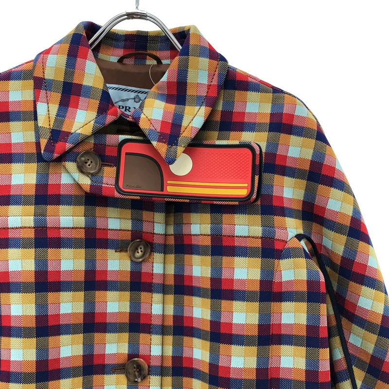PRADA / プラダ | 2017SS | チェック ラバーロゴ ハーフコート | 38 | レディース