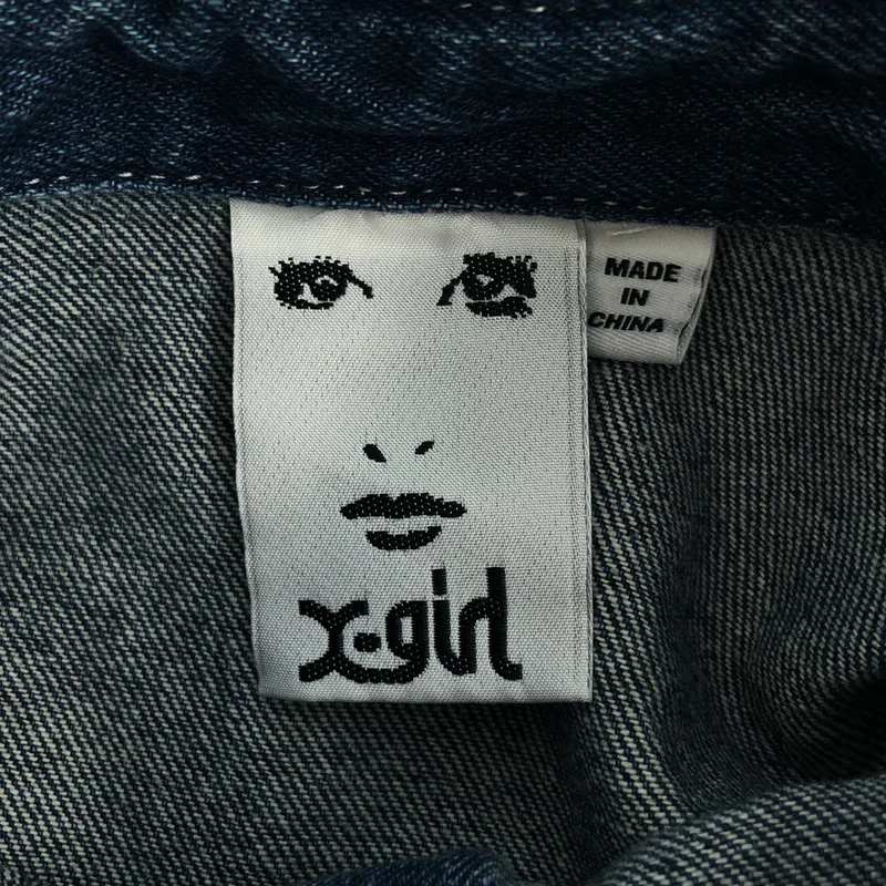 X-girl / エックスガール | FACE EMBROIDERY DENIM SHIRT デニムシャツ | S | レディース