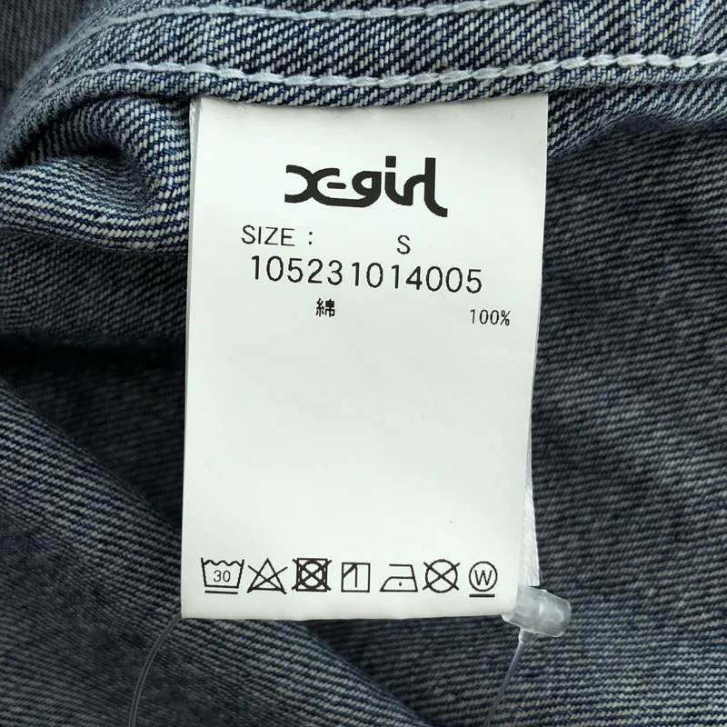 X-girl / エックスガール | FACE EMBROIDERY DENIM SHIRT デニムシャツ | S | レディース