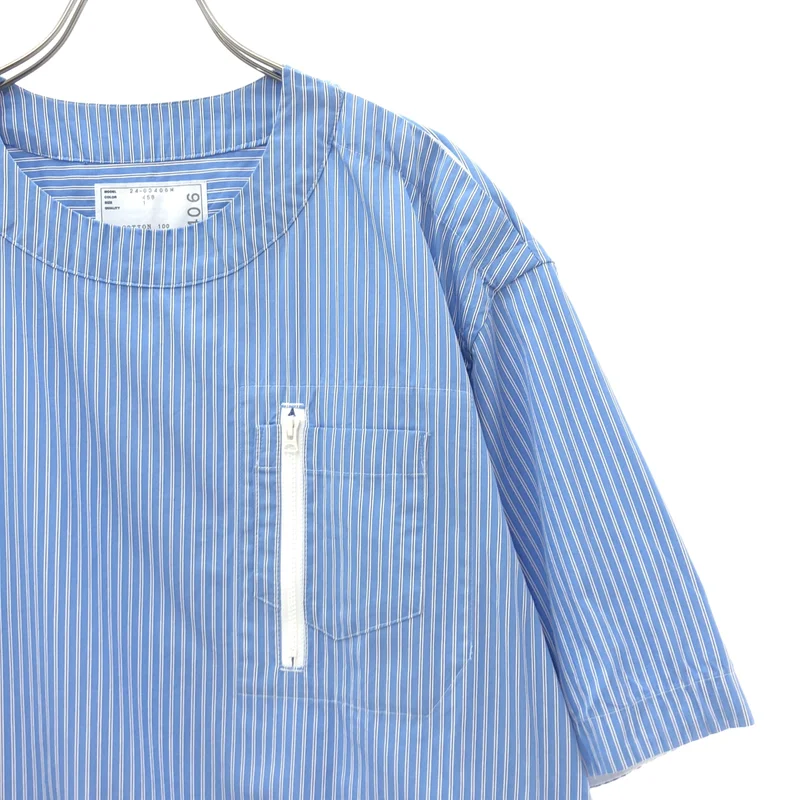 sacai / サカイ | 2024SS | コットンポプリン ストライプ プルオーバー 半袖シャツ 24-03406M | 1 | メンズ