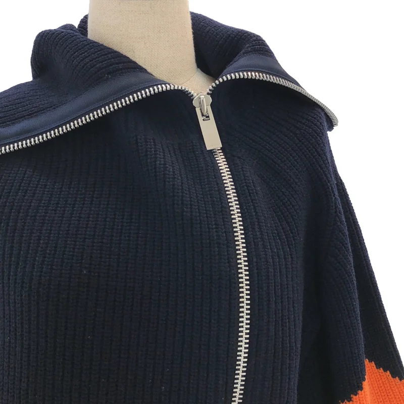 sacai / サカイ | ウール アシンメトリー ジップアップ ニットジャケット | 2 | レディース