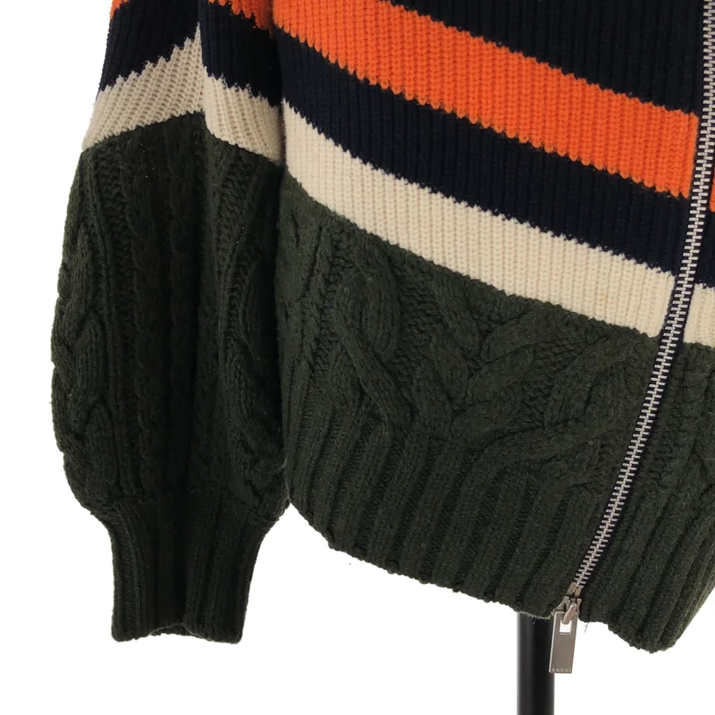 sacai / サカイ | ウール アシンメトリー ジップアップ ニットジャケット | 2 | レディース