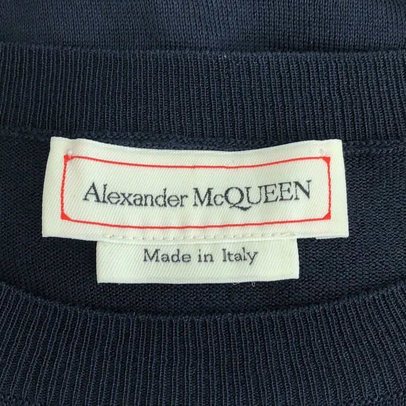 ALEXANDER MCQUEEN / アレキサンダーマックイーン | ウール レーヨン ワンポイント フラワー 刺しゅう ニット | M | メンズ