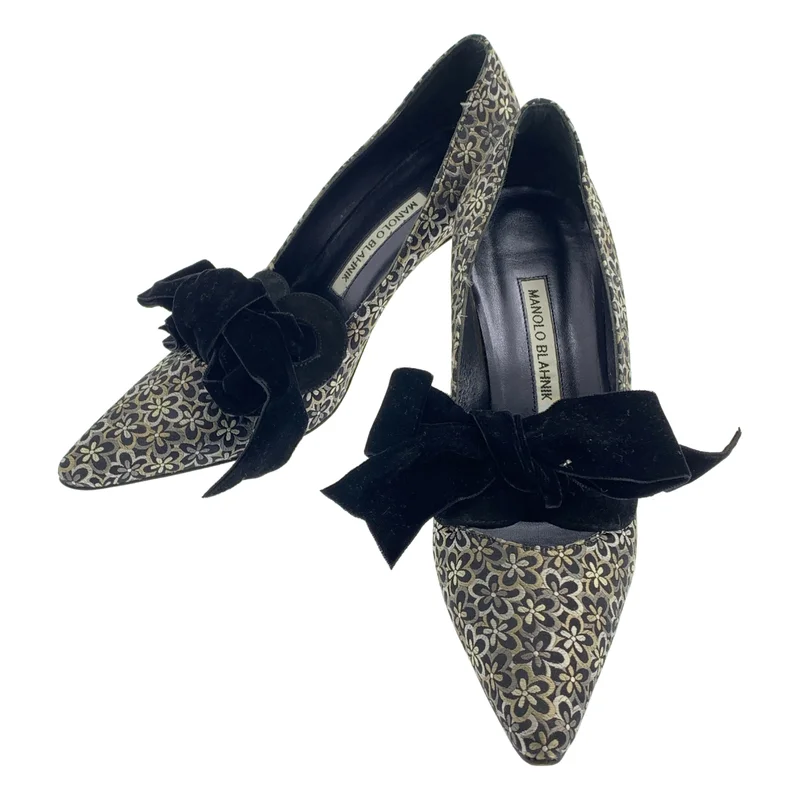 MANOLO BLAHNIK / マノロブラニク | 花柄 ジャガード ポインテッドトゥ ヒール パンプス | 38.5 | レディース