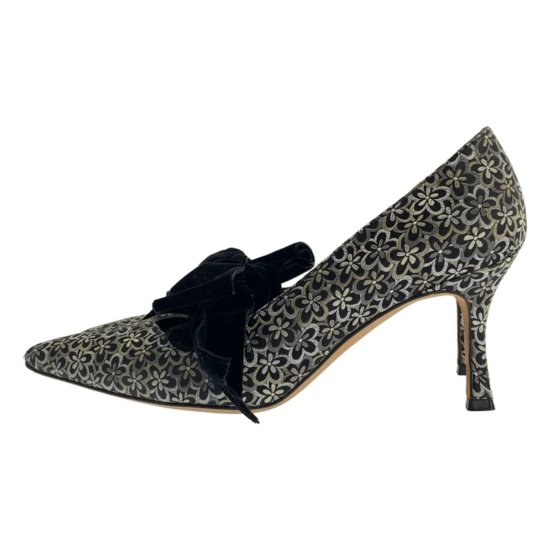 MANOLO BLAHNIK / マノロブラニク | 花柄 ジャガード ポインテッドトゥ ヒール パンプス | 38.5 | レディース