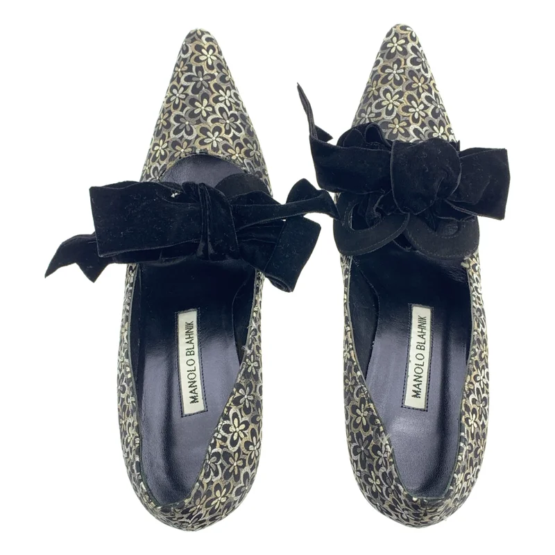 MANOLO BLAHNIK / マノロブラニク | 花柄 ジャガード ポインテッドトゥ ヒール パンプス | 38.5 | レディース