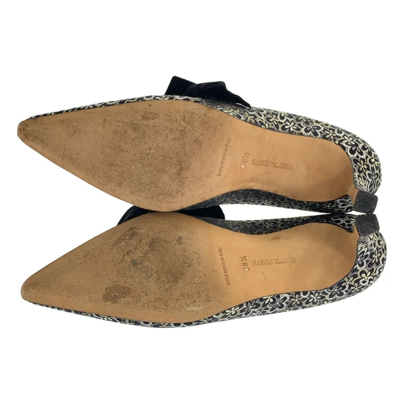 MANOLO BLAHNIK / マノロブラニク | 花柄 ジャガード ポインテッドトゥ ヒール パンプス | 38.5 | レディース