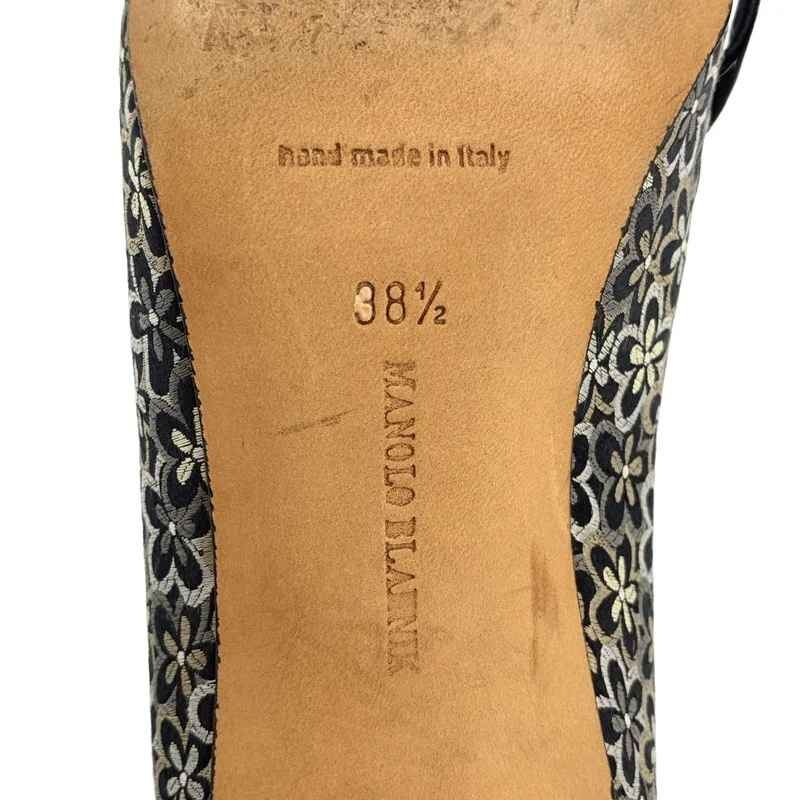 MANOLO BLAHNIK / マノロブラニク | 花柄 ジャガード ポインテッドトゥ ヒール パンプス | 38.5 | レディース