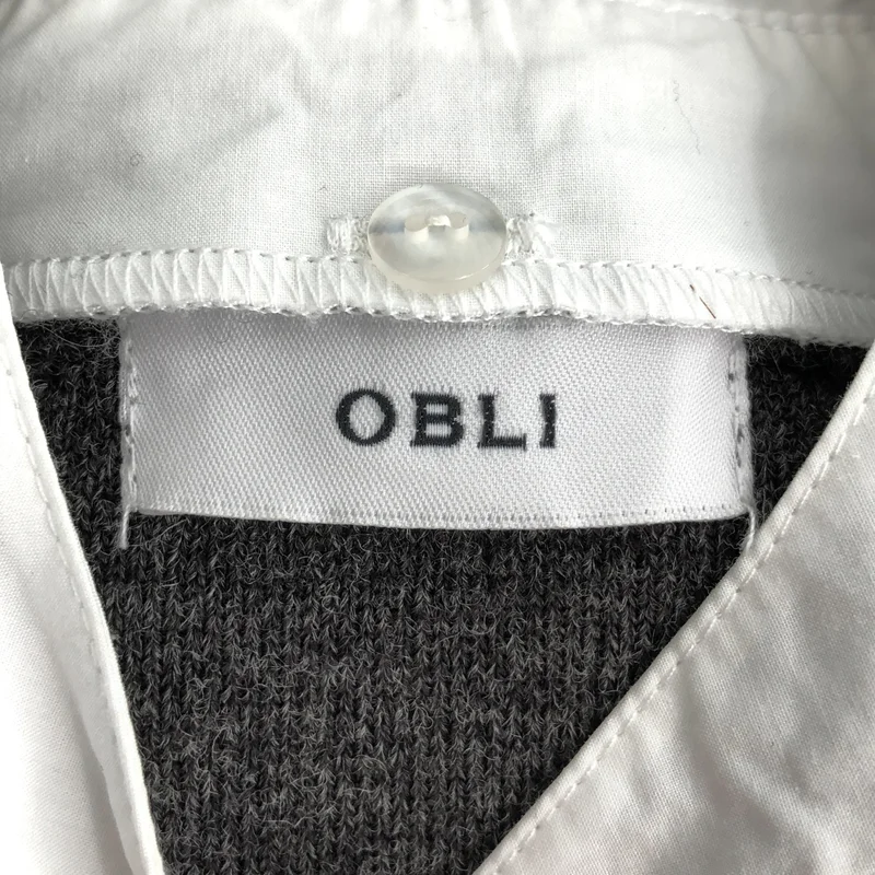 OBLI / オブリ | ウール シャツドッキング ニットワンピース | 1 | レディース