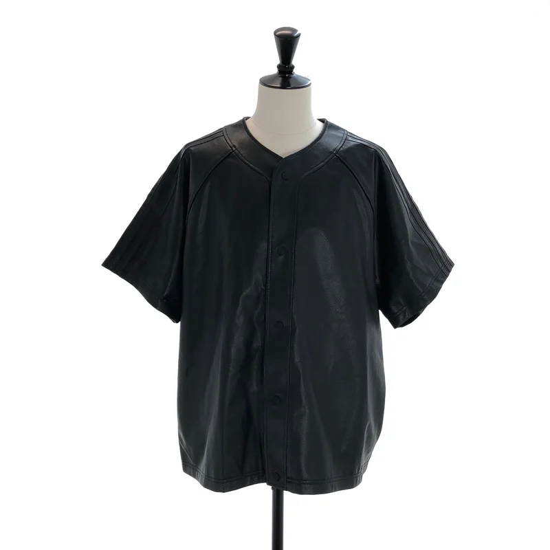 adidas / アディダス | フェイクレザー ベースボールシャツ | 2XL | メンズ