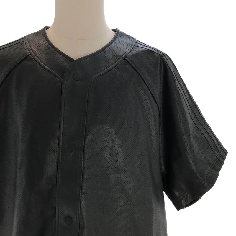adidas / アディダス | フェイクレザー ベースボールシャツ | 2XL | メンズ