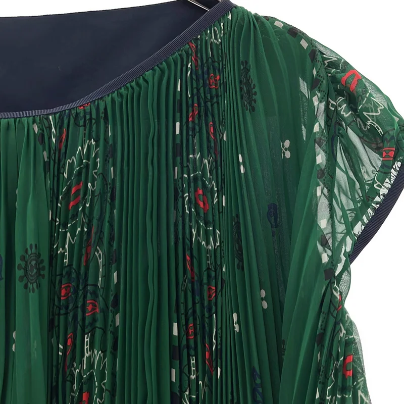 sacai / サカイ | 異素材切替 プリーツ ノースリーブ ブラウス | 2 | レディース