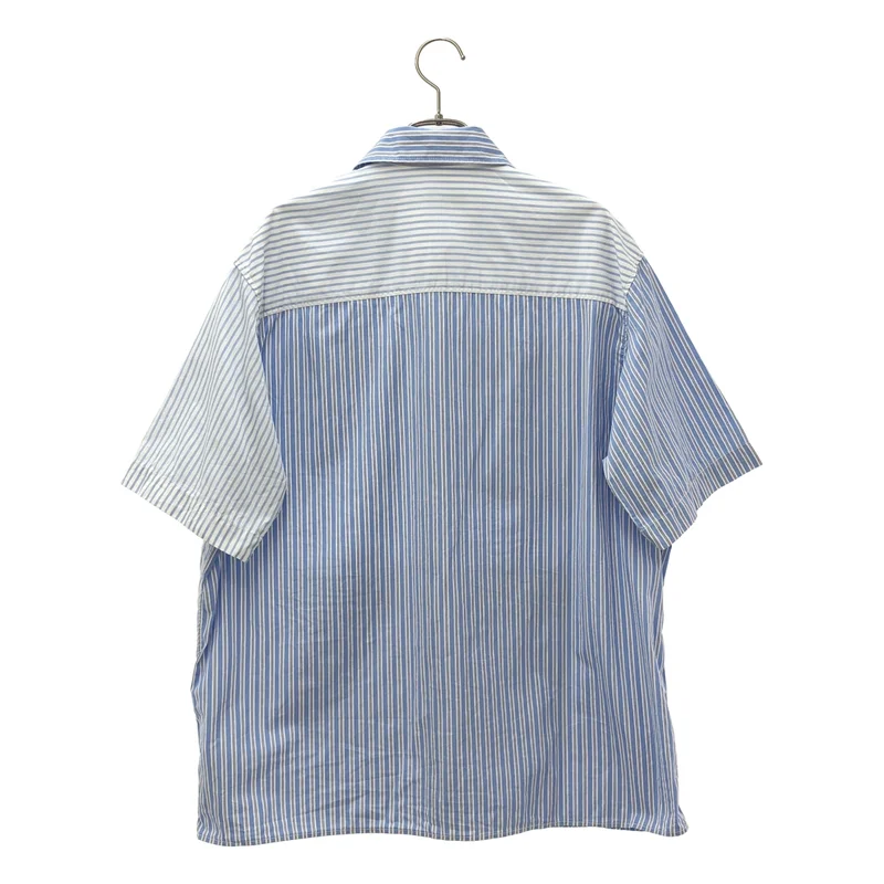 MAISON KITSUNE / メゾンキツネ | 2023AW | コットン ストライプ切り替え マルチポケット ショートスリーブシャツ | S | メンズ