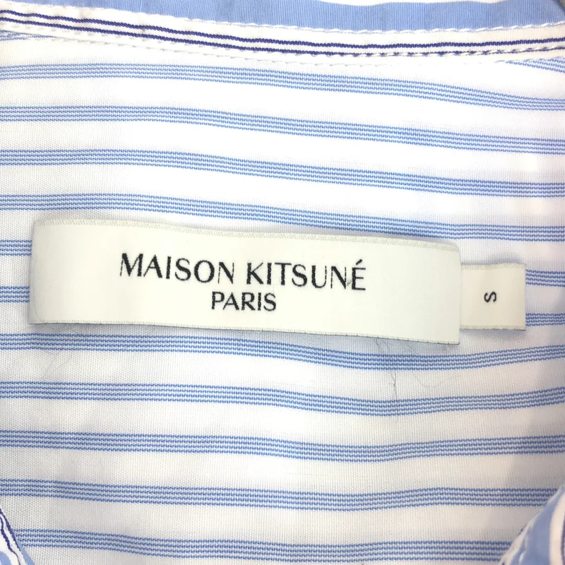 MAISON KITSUNE / メゾンキツネ | 2023AW | コットン ストライプ切り替え マルチポケット ショートスリーブシャツ | S | メンズ