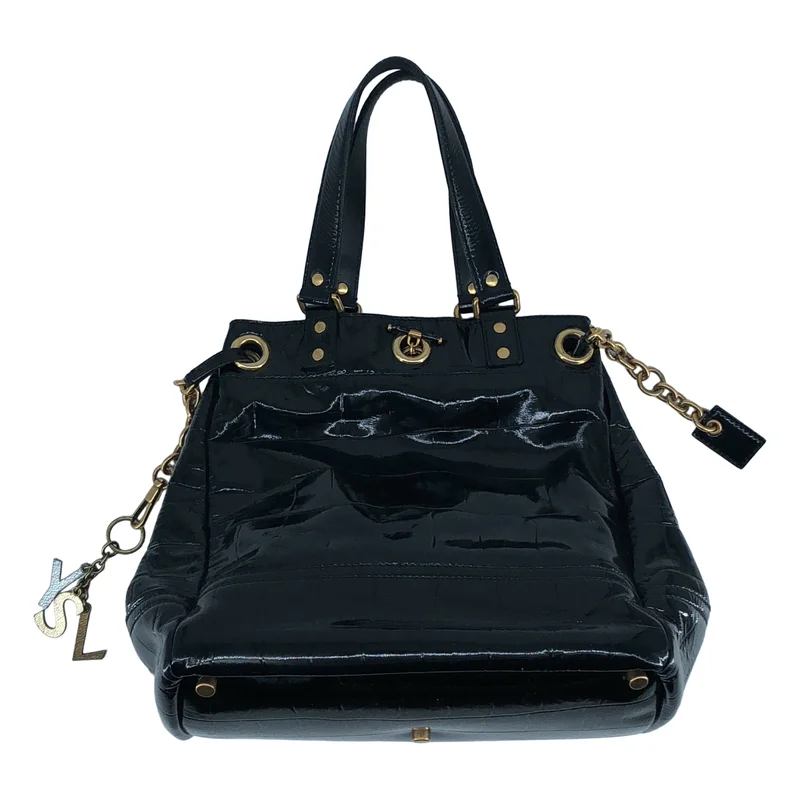 YVES SAINT LAURENT rive gauche / イヴサンローランリヴゴーシュ | パテントレザー 型押し ハンド トートバッグ |