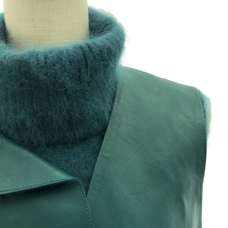 CARVEN / カルヴェン | レザー ドッキングニットカラー ワンピース / 総裏地 |