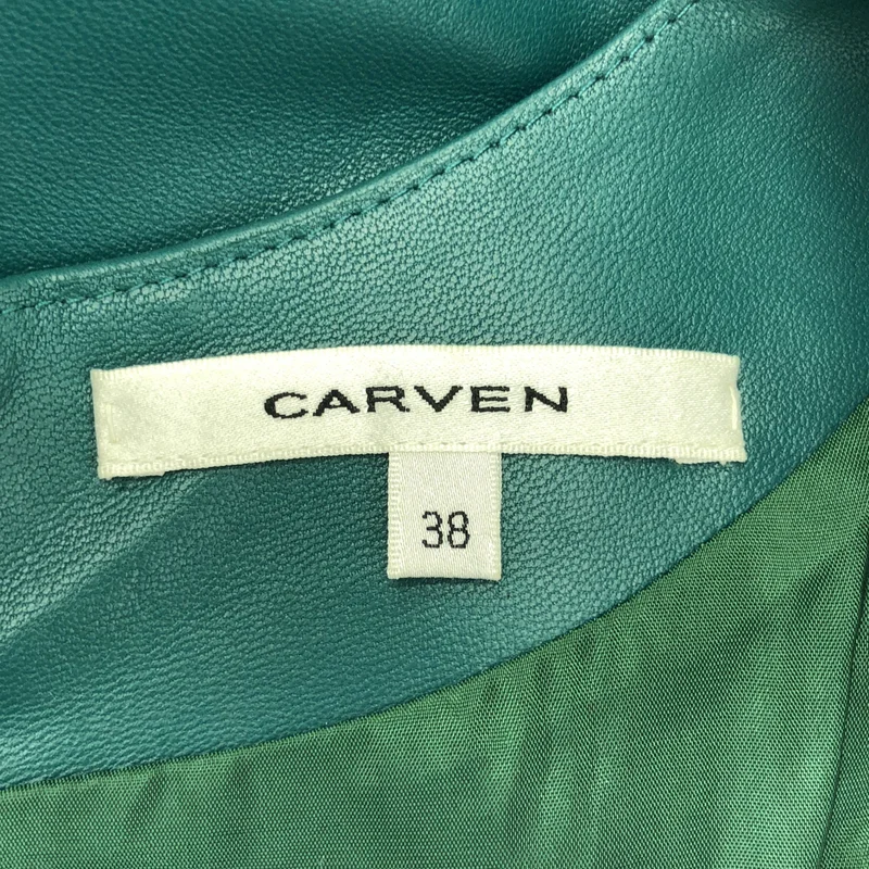 CARVEN / カルヴェン | レザー ドッキングニットカラー ワンピース / 総裏地 |