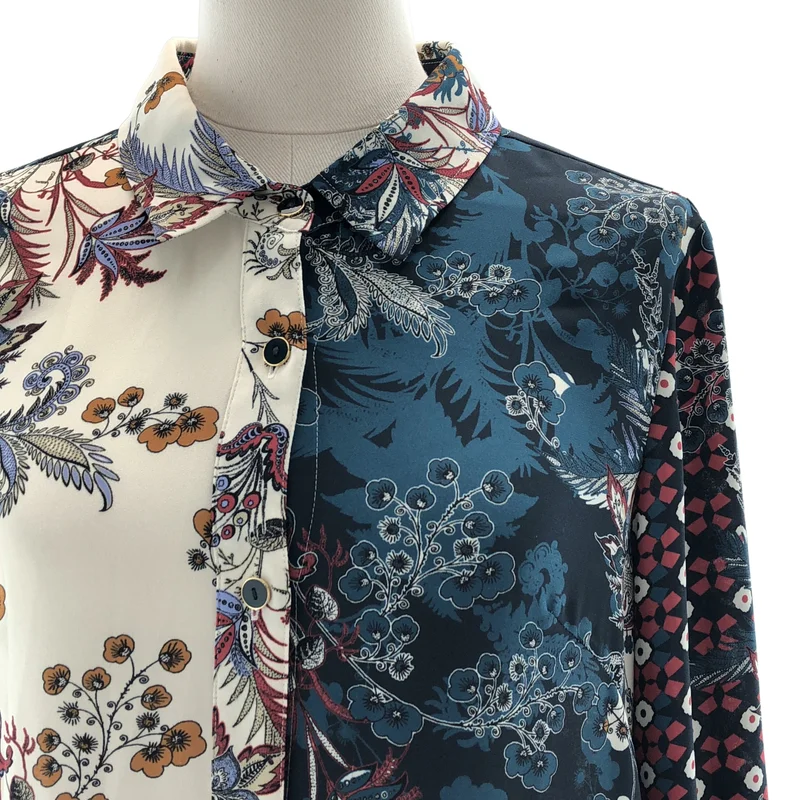 GRACE CONTINENTAL / グレースコンチネンタル | フラワープリント パネル切り替え シャツワンピース | 36 | レディース