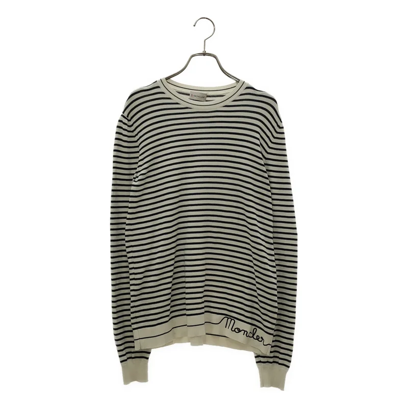 MONCLER / モンクレール | GIROCOLLO TRICOT コットン ボーダー クルーネックニット |
