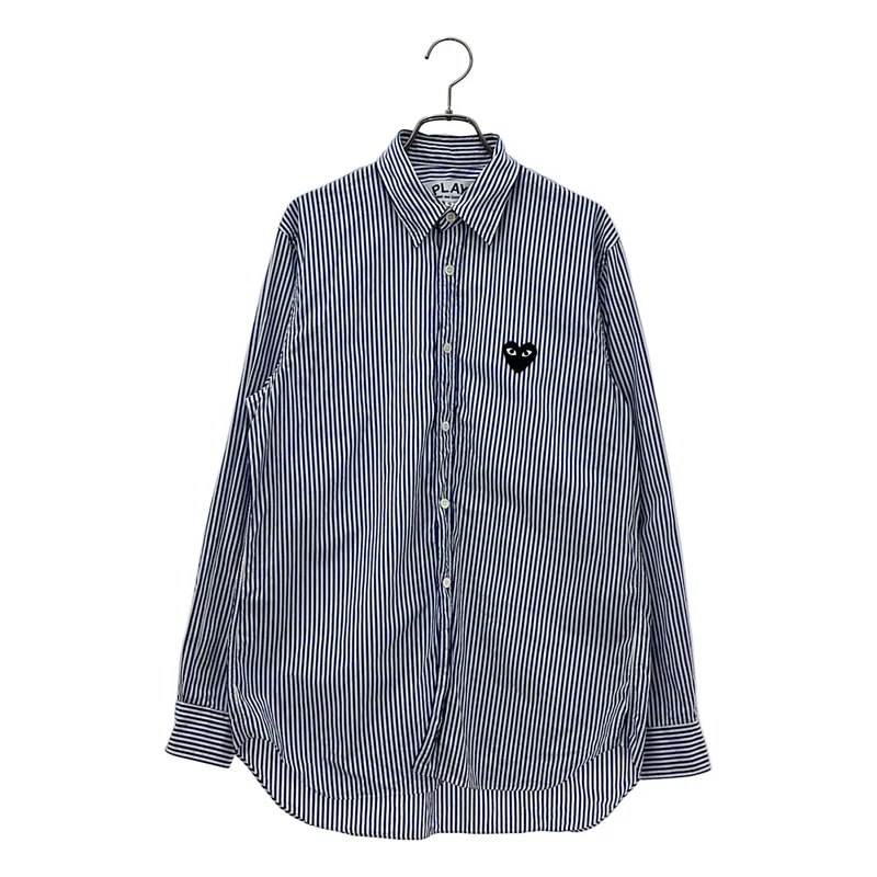 PLAY COMME des GARCONS / プレイコムデギャルソン | AD2017/10 | コットン ブラックハート ストライプシャツ | S | メンズ
