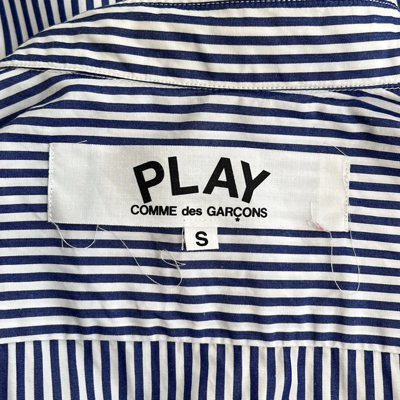 PLAY COMME des GARCONS / プレイコムデギャルソン | AD2017/10 | コットン ブラックハート ストライプシャツ | S | メンズ