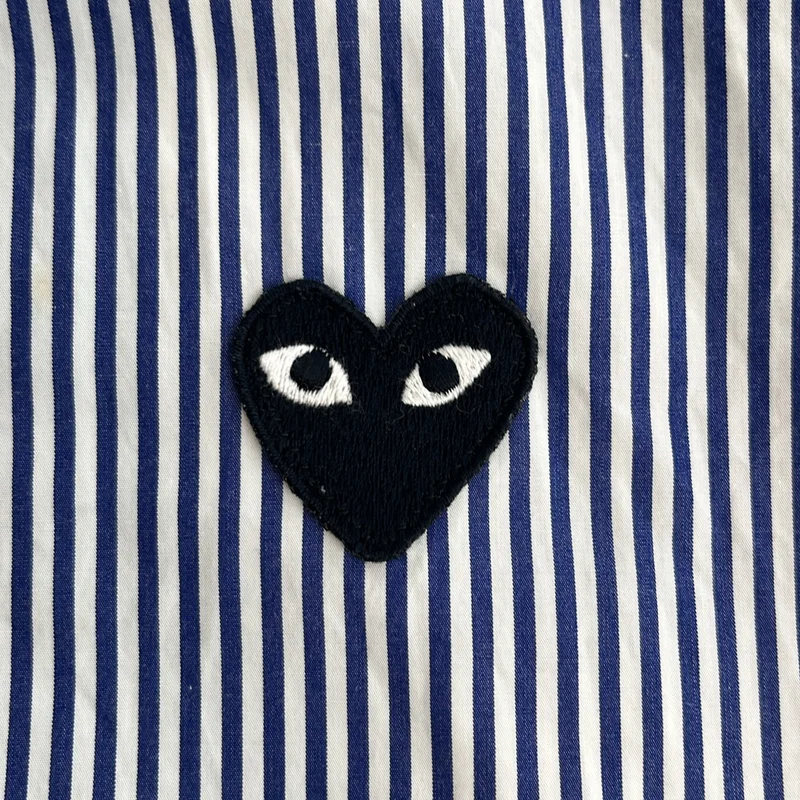 PLAY COMME des GARCONS / プレイコムデギャルソン | AD2017/10 | コットン ブラックハート ストライプシャツ | S | メンズ