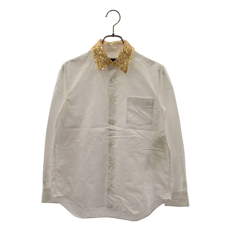tricot COMME des GARCONS / トリココムデギャルソン | 2012SS | コットン ビジュー装飾カラー シャツ ブラウス | S | レディース