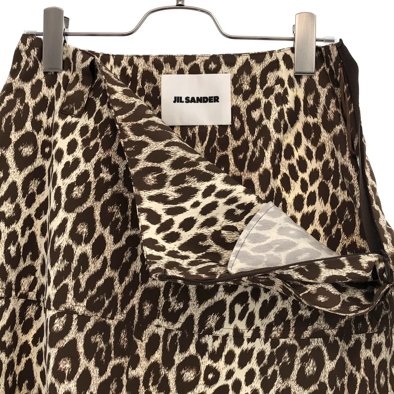 JIL SANDER / ジルサンダー | 2022AW | コットン シルク レオパード フレアスカート | 34 | レディース