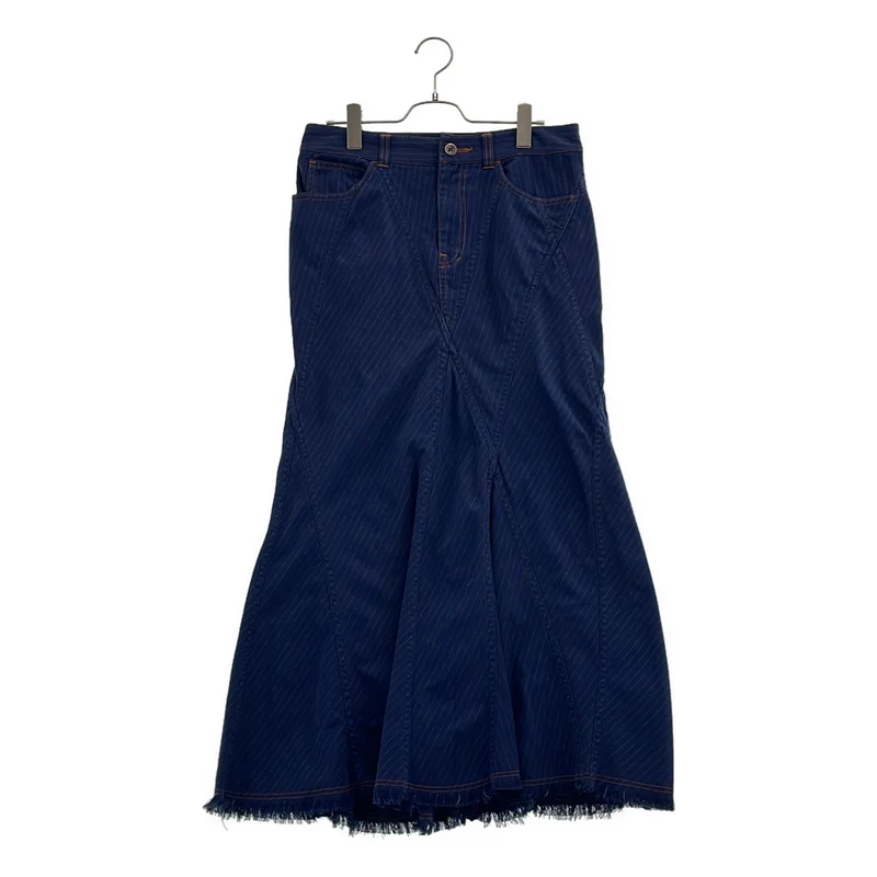JUNYA WATANABE COMME des GARCONS / ジュンヤワタナベ | 2002SS | ピンストライプ 変形 再構築 カットオフ スカート | M | レディース