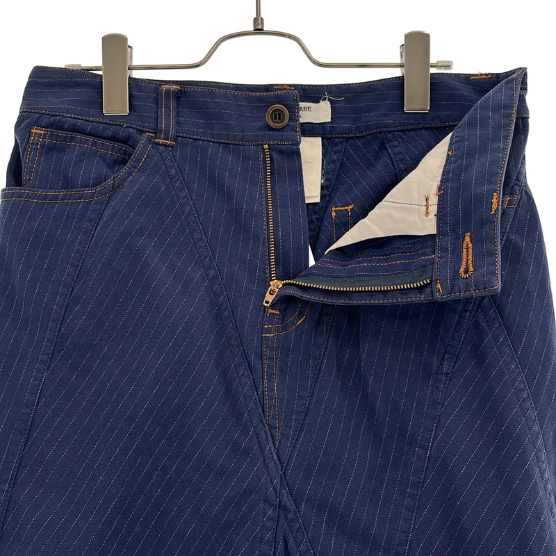 JUNYA WATANABE COMME des GARCONS / ジュンヤワタナベ | 2002SS | ピンストライプ 変形 再構築 カットオフ スカート | M | レディース