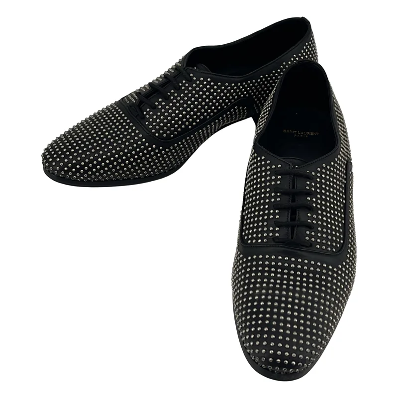 SAINT LAURENT PARIS / サンローランパリ | レザー スタッズ ポインテッドトゥ ドレスシューズ | 37 | レディース
