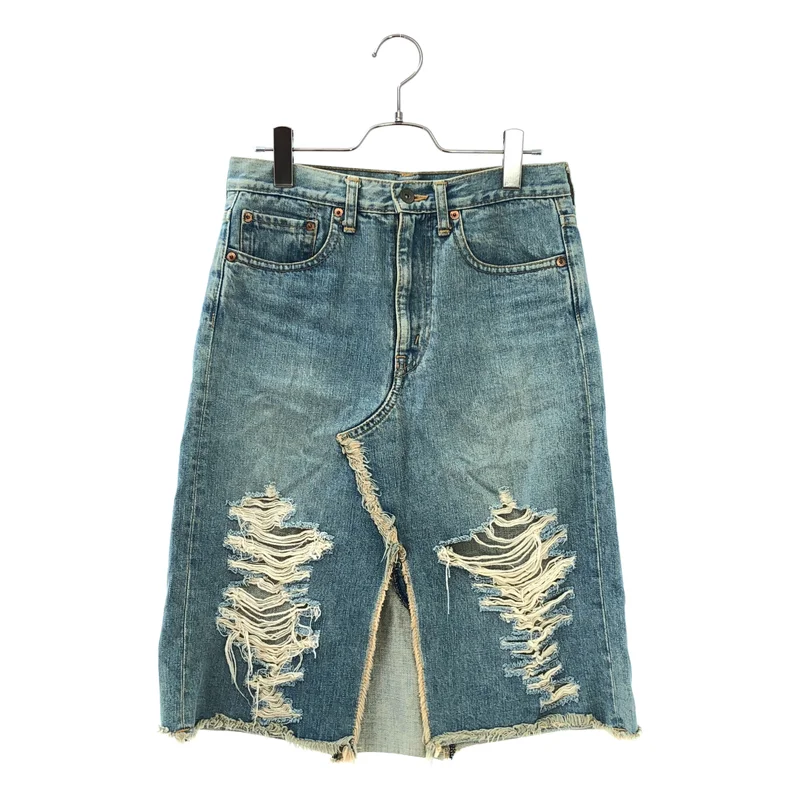 JUNYA WATANABE MAN PINK / ジュンヤワタナベマンピンク | 2004AW | ダメージ加工 デニム スカート UN-S030 | S | レディース