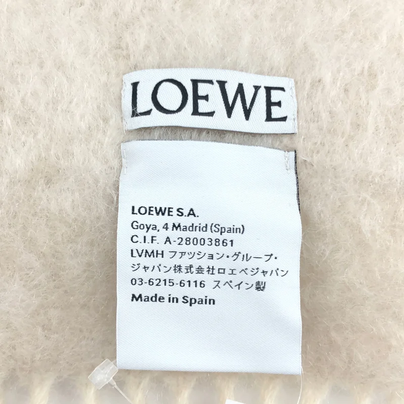 LOEWE / ロエベ | モヘヤ ウール ロゴパッチ フリンジ マフラー |