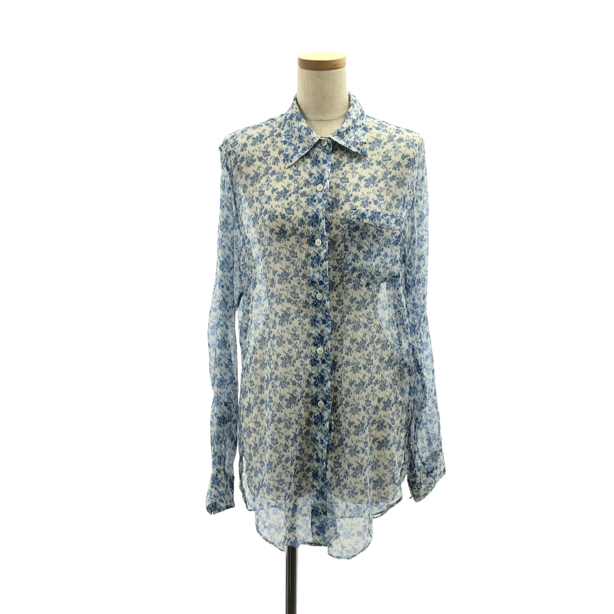 Acne Studios / アクネストゥディオズ | シルク フラワー プリント シワ加工 シャツ | 34 | ブルー/ホワイト | レディース Acne Studios / アクネストゥディオズ | シルク フラワー プリント