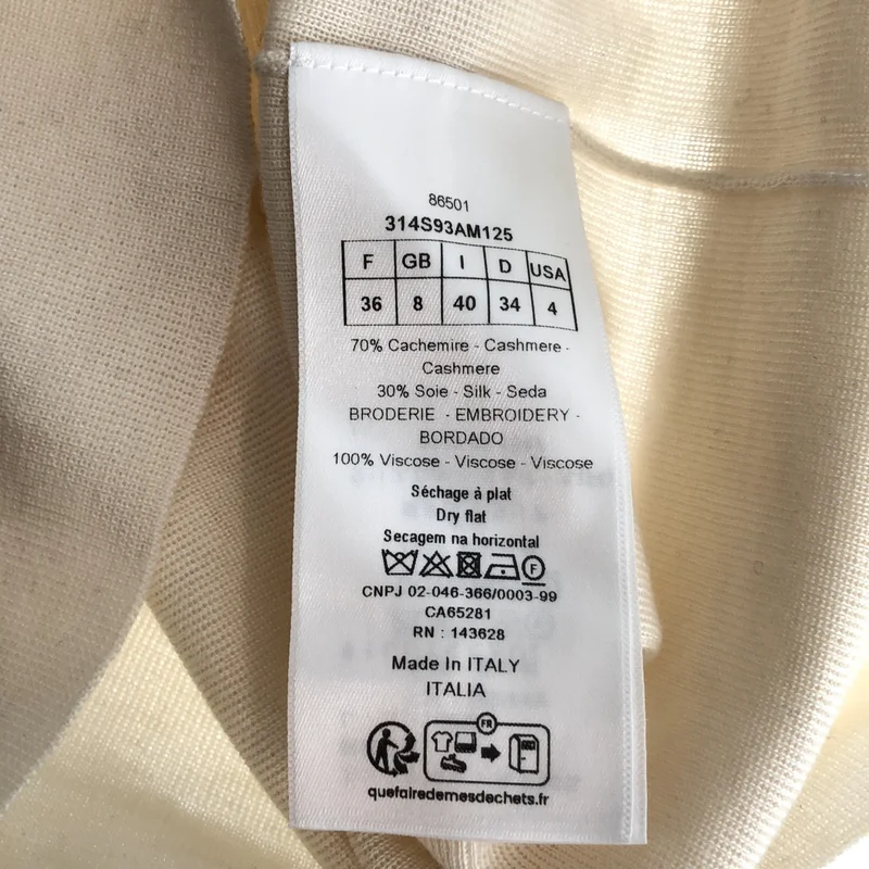 Christian Dior / クリスチャンディオール | BEE カシミア シルク 半袖ニット | 36 | レディース