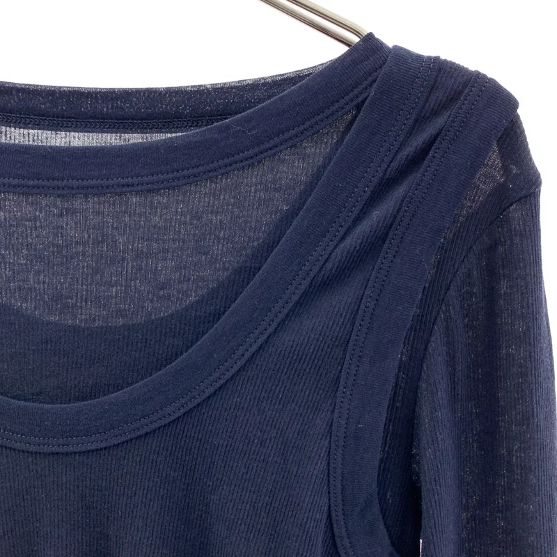 anuke / アンヌーク | 2024AW | Layered Rib Tops / コットン レイヤード リブトップス | F | レディース