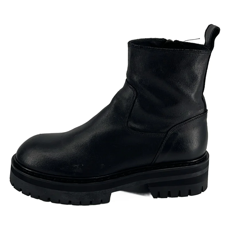 ANN DEMEULEMEESTER / アンドゥムルメステール | サイドジップ レザー ラウンドトゥ ブーツ | 36 | レディース