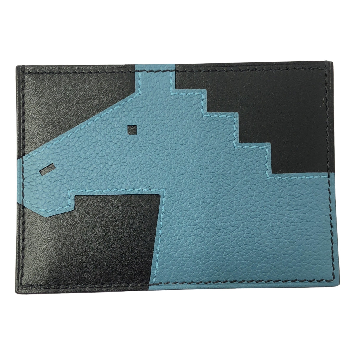 【美品】  HERMES / エルメス | シュヴァル ピクセル レザーカードケース | ブラック/ブルー | メンズ 美品】 HERMES / エルメス | シュヴァル ピクセル レザーカードケース