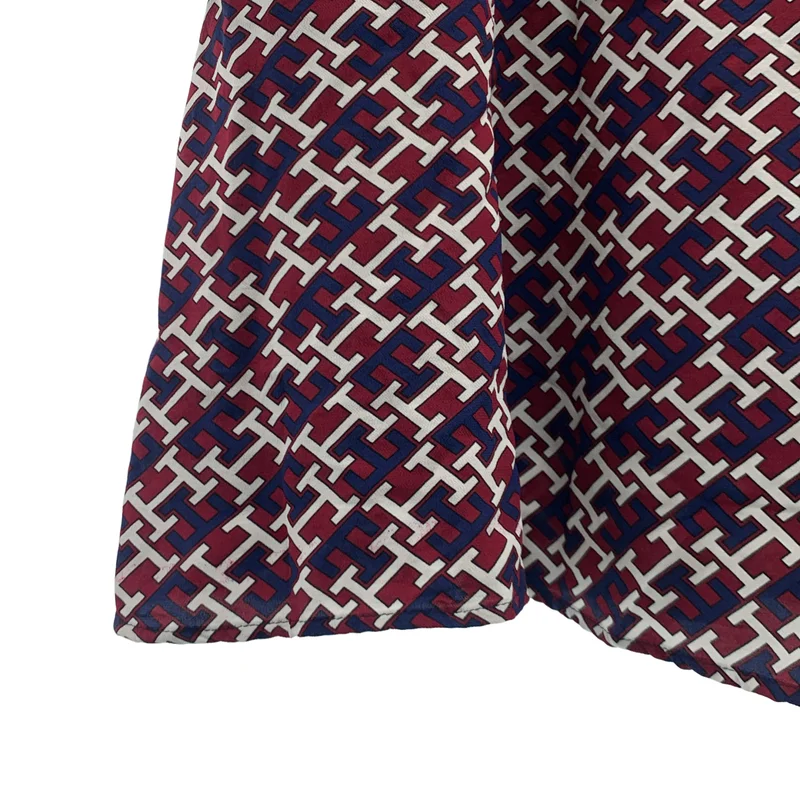TOMMY HILFIGER / トミーヒルフィガー | 総柄 ロゴボタン フリルカラー ワンピース / 裏地付き | 34 | レディース