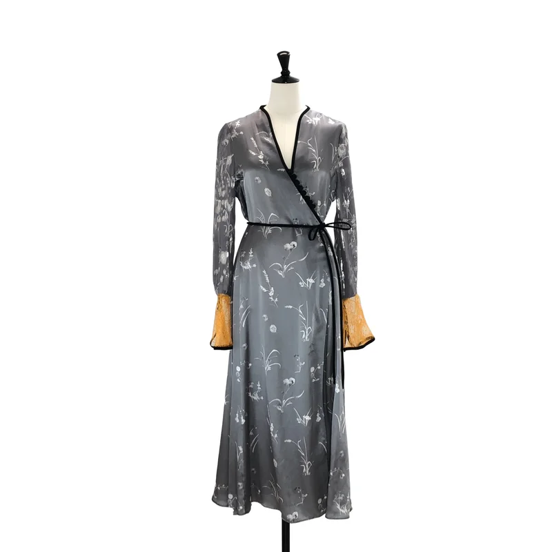 Mame Kurogouchi / マメクロゴウチ | Silk Lame Print V-Neck Dress ワンピース | 2 | レディース