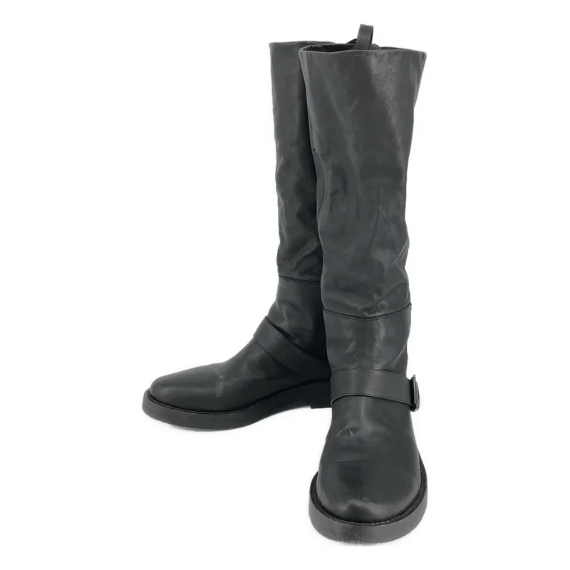 ANN DEMEULEMEESTER / アンドゥムルメステール | レザー ベルトストラップ ロングブーツ | 38 | レディース