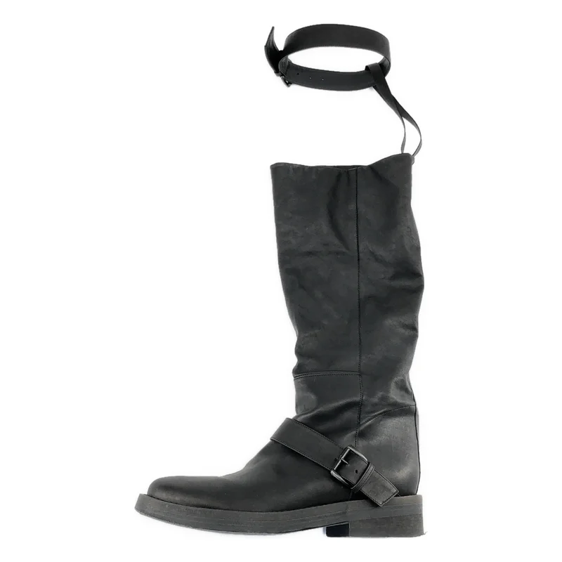 ANN DEMEULEMEESTER / アンドゥムルメステール | レザー ベルトストラップ ロングブーツ | 38 | レディース