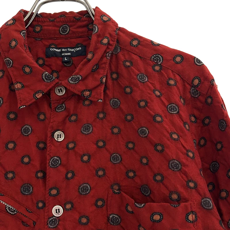 COMME des GARCONS HOMME / コムデギャルソンオム | 2005AW | ウール 総柄 製品洗い マルチジップシャツ | L | メンズ