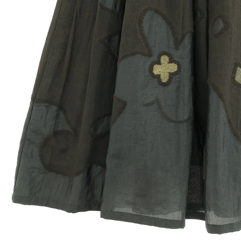HaaT ISSEY MIYAKE / ハートイッセイミヤケ | 2008AW | コットン ウール混 ラメ刺しゅう ギャザースカート | 2 | レディース