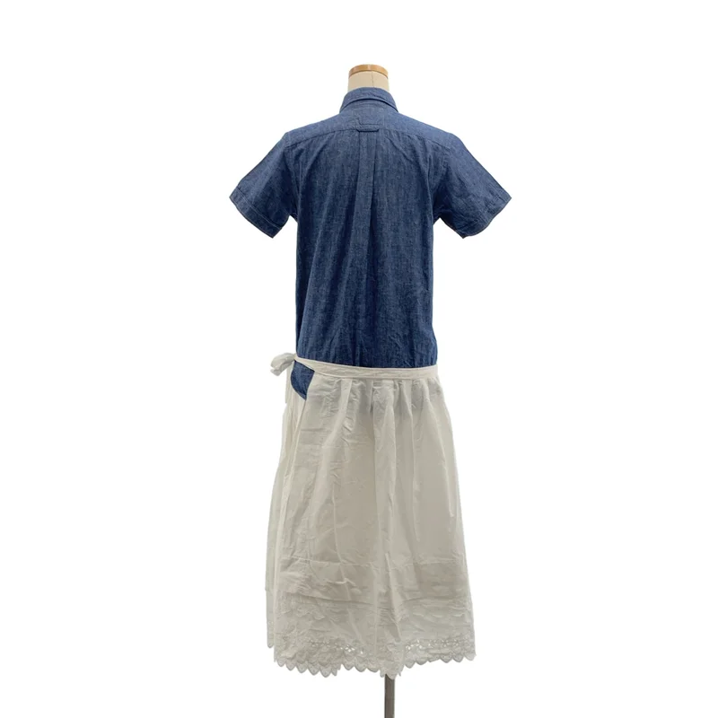 JUNYA WATANABE COMME des GARCONS / ジュンヤワタナベ | 2009SS | Denim / コットン リネン ドッキング レース切替 ワンピース | XS | レディース