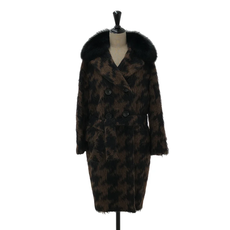 Max Mara / マックスマーラ | アルパカ ウール レオパード ベルテッドシャギーコート | 42 | レディース