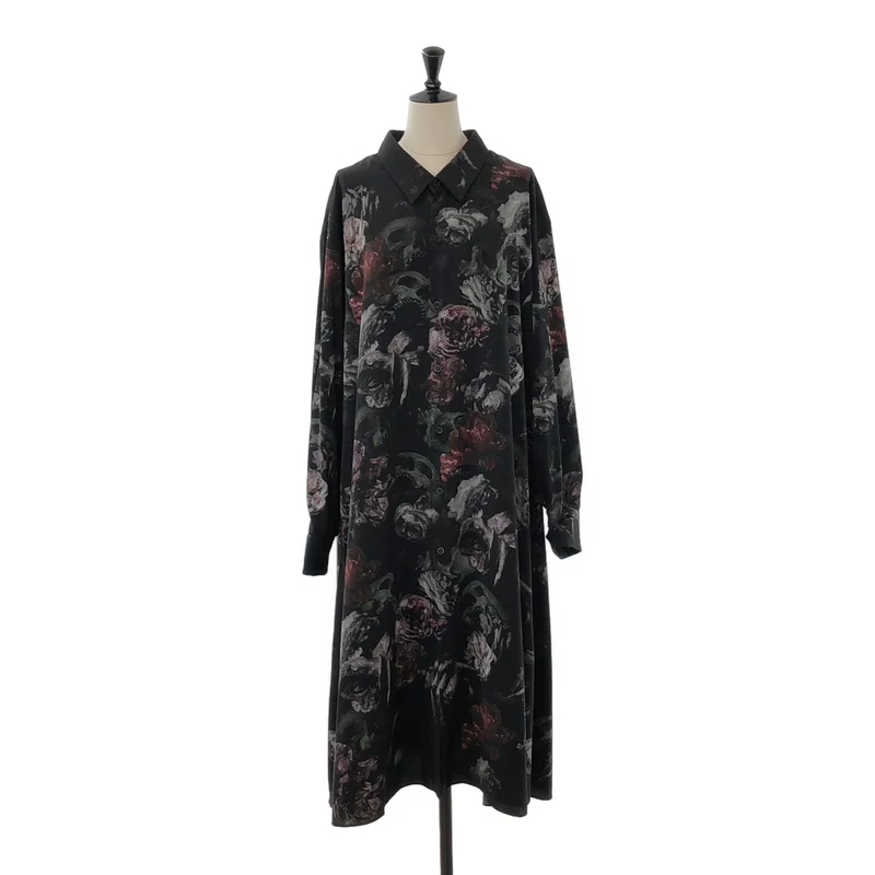 LAD MUSICIAN / ラッドミュージシャン | 2020AW | FLOWER SKULL LONG SHIRT / フラワースカル ロングシャツ | 44 | メンズ