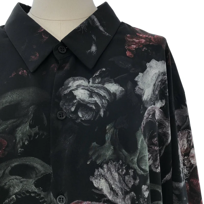 LAD MUSICIAN / ラッドミュージシャン | 2020AW | FLOWER SKULL LONG SHIRT / フラワースカル ロングシャツ | 44 | メンズ